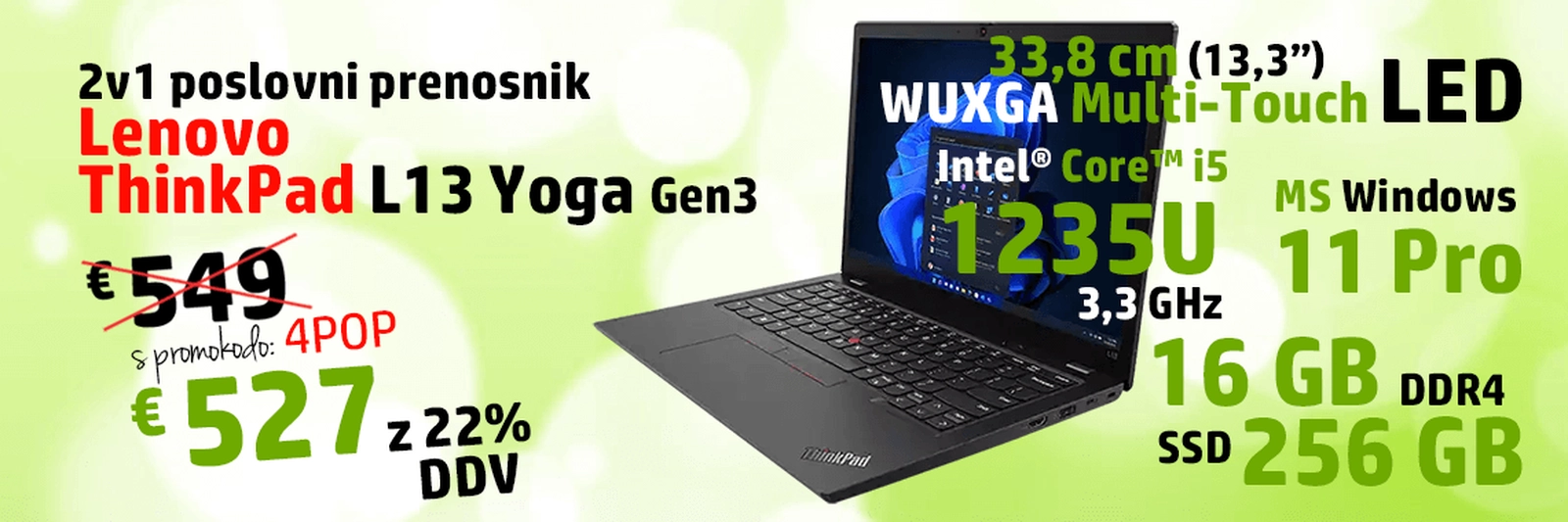 Lenovo ThinkPad L13 Yoga G3 za samo 527€ z DDV s promokodo 4POP
