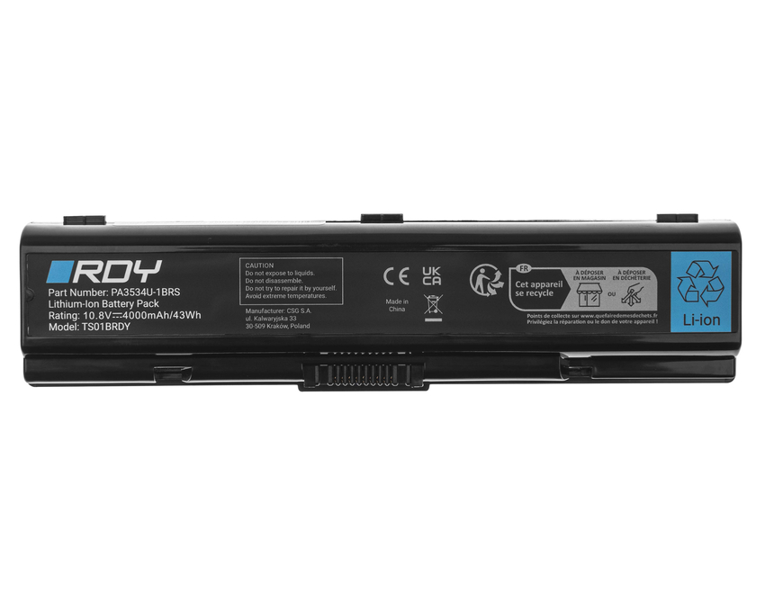 baterija RDY PA3534U-1BRS to Toshiba Satellite A200 A205 A300 A300D A350 A500 A505 L200 L300 L300D (TS01BRDY)