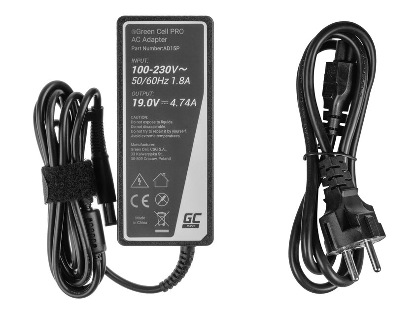 Green Cell PRO polnilec / AC adapter za HP Envy Pavilion DV4 DV5 DV6 Compaq CQ61 CQ62 19V 4.74A (AD15P)