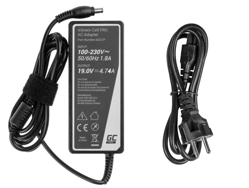 Green Cell PRO polnilec / AC Adapter 19V 4.74A 90W za Samsung R510 R522 R525 R530 R540 R580 R780 RV511 RV520 NP350E5C NP350V5C (AD21P)